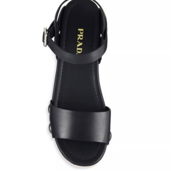 Like New Prada Platform Black Stud Sandal Wooden Clog Size 40 - Picture 2 of 11
